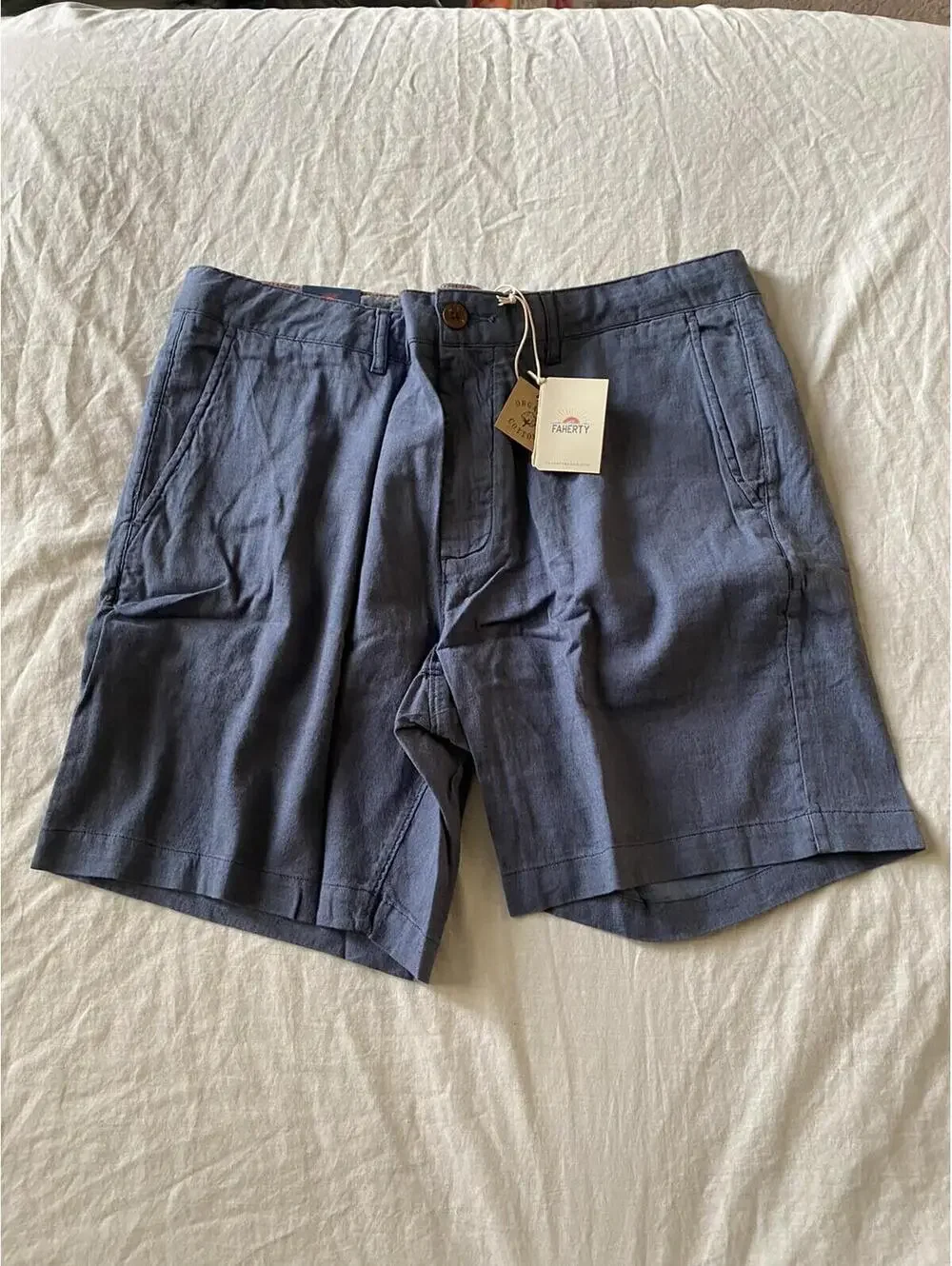 faherty mens tradewinds short 7.5” night sea size 35 $128